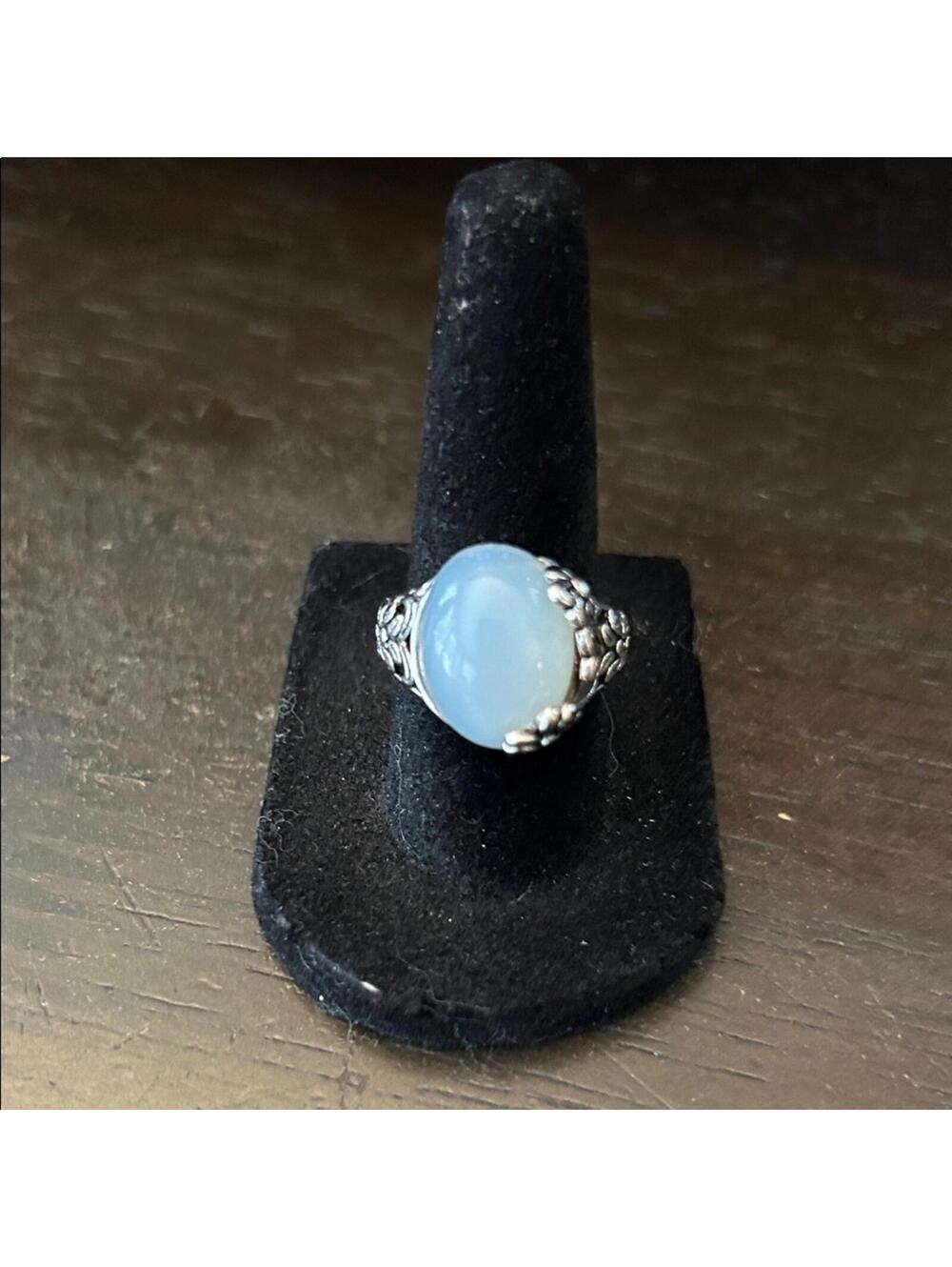 Chic Silver-Tone and Opalesque Adjustable Women's Ring